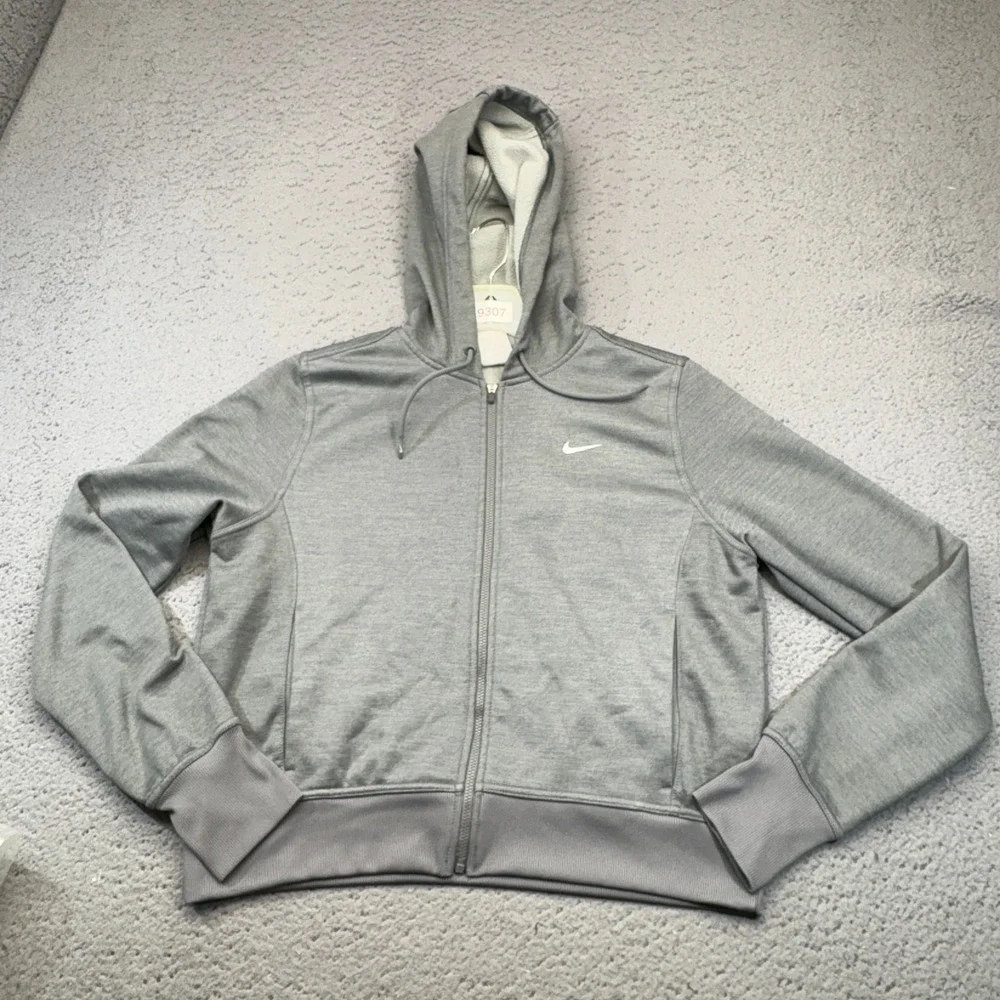Nike Therma-FIT One Hoodie Womens Medium Gray Full Zip Jacket Workout Gorpcore